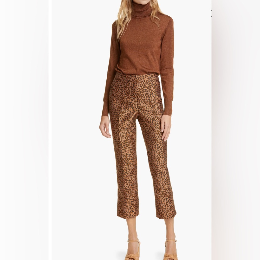 kate spade flora leopard jacquard crop trousers-A512